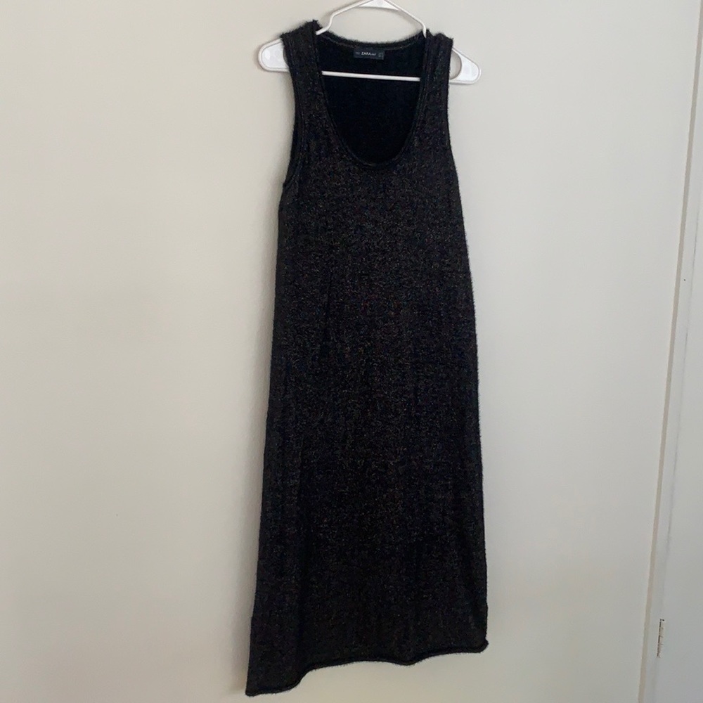 Zara knit sparkly black and rainbow sleeveless dress size medium
